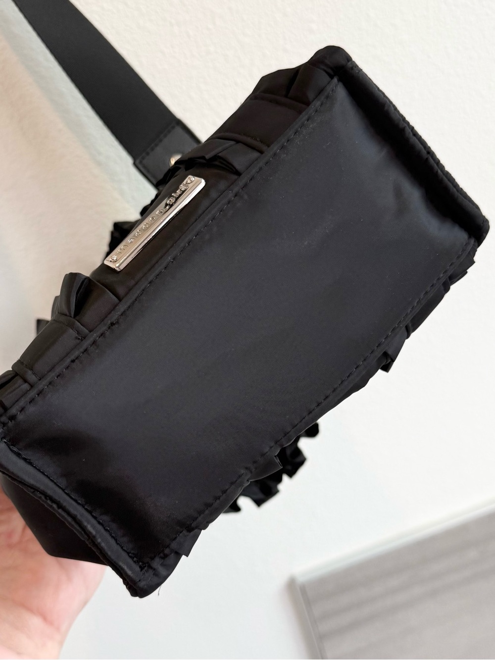 MADDEN GIRL Emilyy Ruffle Nylon Mini Tote in Black - Picture 9 of 14